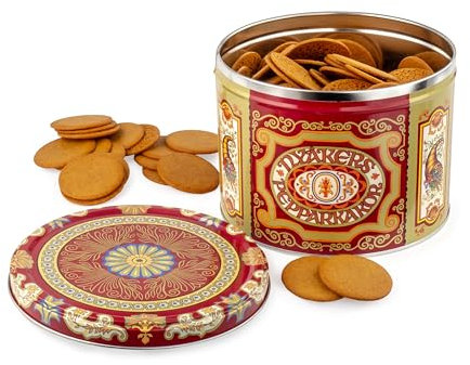 Swedish Pepparkakor Christmas Gingerbread Biscuits in Large Decorative Tin, Ginger Thins, 900g