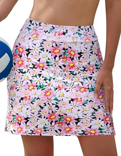 SHEKINI Falda de Baño Mujer de Cintura Alta Control Abdominal Bikini Falda Corta Falda de Natación para Mujer(S, Flor)