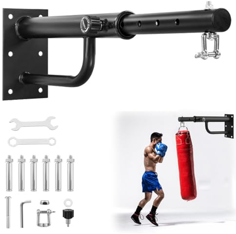 BAKENLON Support pour Sac de Boxe, Fixation Murale pour Sac de Boxe, Réglable et Pivotant, Capacité 150 kg, pour Salles de Sport Domestiques/Garage/Caves