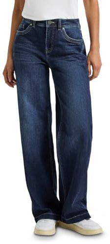 Street One 3715674 Jean à Jambes Larges, Deep Indigo Soft Washed, 34W / 30L Femmes