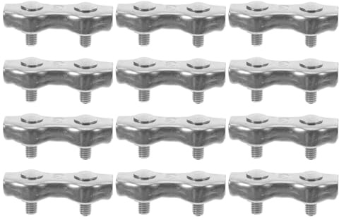 DINHEAROM Morsetto per Fune in Acciaio Inox 12 Pezzi, Clip Doppia Bullone per Cavi Metallici, Accessorio per Decorazioni e Allestimenti Industriali e Domestici