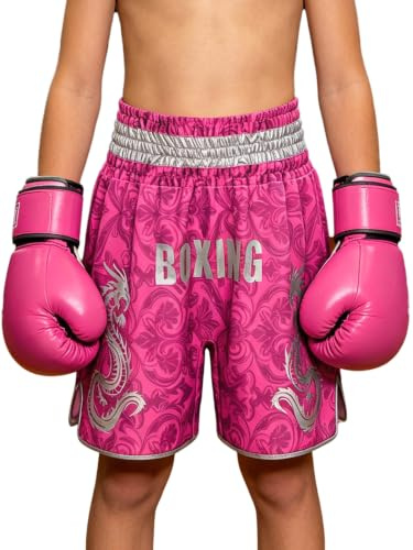 Riismen Niños Shorts Boxeo MMA Muay Thai Deportivos Combate Calzoncillos Rosa Oscuro 7-8 años