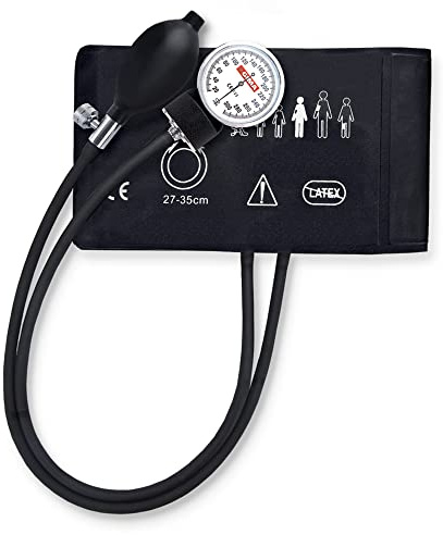 GIMA - YTON Aneroid Sphygmomanometer, unikt nylonkomponentarmband och kardborreband, separat anometer fäst på armbandet, 32692Classic