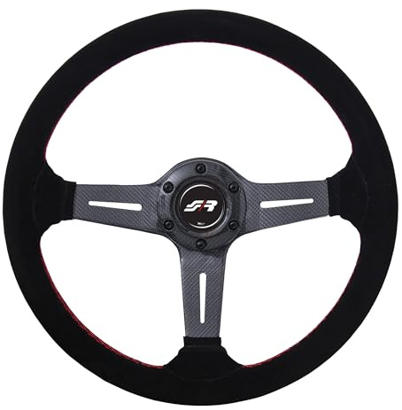 Simoni Racing Carlos Volante Sportivo Universale in camoscio nero, razze in vero carbonio