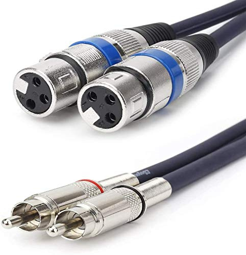 HTRUIYATY 2×XLR Weiblich Kable Auf 2×Cinch Kabel(RCA kable),Hochwertiger XLR-Stecker XLR Mikrofon XLR Patchkabel Leistungsverstärker(1m)