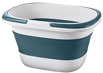 4.2 Gal(16L) Large Collapsible Plastic Bucket with Handle for House Cleaning, Space Saving Outdoor Multiuse Foldable Water Pail/Sink for Camping,Fishing,Ice (Blue)