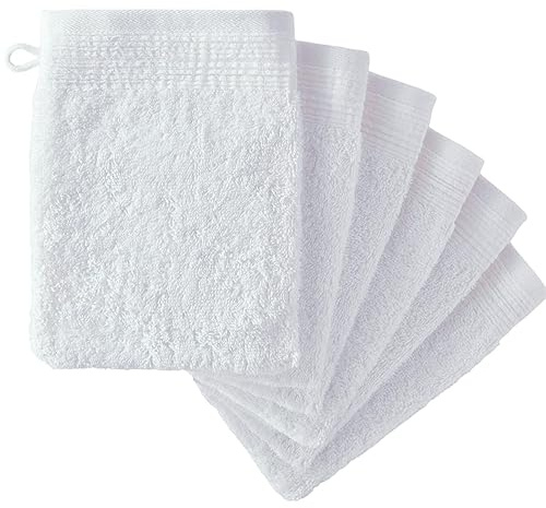 Adore Home 12 x Premium Quality 100% Cotton Wash Mitts Absorbent Flannel Face Mitt Body Scrub, White