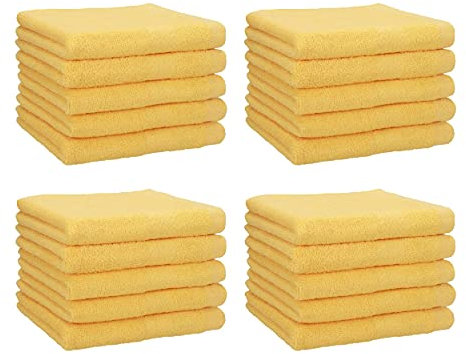 Betz 20 Stück Gästehandtücher Premium 100% Baumwolle Gästetuch-Set 30x50 cm Farbe honiggelb