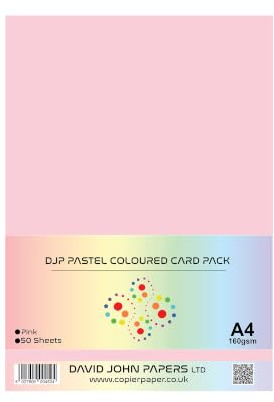 DJP Pastel A4 160 gsm färgat hantverkskort (50 ark) (rosa)