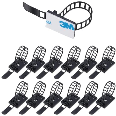 Pack 35 Organizadores de Cables Autoadhesivos 3M – Sujeta Cables Reutilizables para Escritorio, Pared, TV, USB, Teléfono – Bridas Adhesivas para Ordenar Cables Eléctricos y de Dato