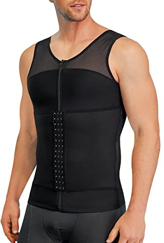 CHUMIAN Magliette Intime Uomo Canotta Contenitiva Uomo Snellente Modellante Canottiera Dimagrante Maglietta Compressione Pancia per Lavoro Palestra Sport (Nero,XXL)