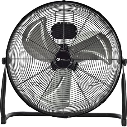 PureMate 20 Chrome Gym Floor Fan with 3 Speeds and Adjustable Fan Head, Portable Floor Standing Fan with Powerful Circulation for home, Garage, Shop and Office