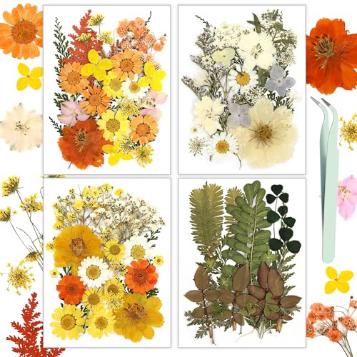 Dried Flowers, Resiners 100 Pieces Yellow Pressed Flowers for Resin, Soap, Candle, Scrapbooking & Cards – Natural Dried Flowers and Leaves Kit for DIY, Crafting & Decoration