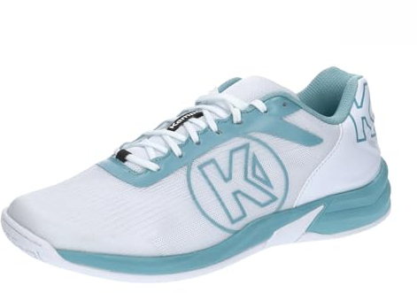 Kempa Unisex Attack Three 2.0 W Game Changer Handballschuhe, Sportschuhe, Turnschuhe, Weiß Aqua, 38 EU