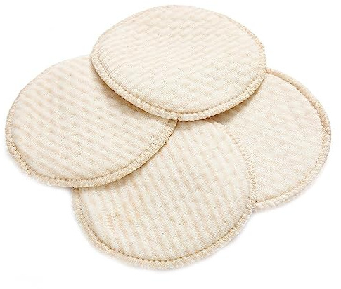 Lot de 4 coussinets d'allaitement doux pour la peau, anti-débordement, absorbants pour maman, fournitures prénatales et postnatales, gants jetables rose