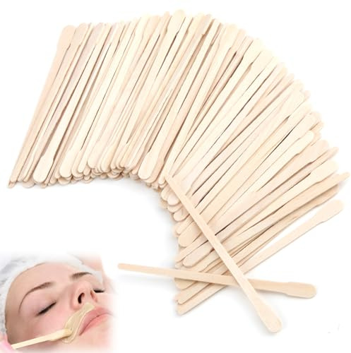 Lotbun 200pcs cire epilation bâtons batonnet cire epilation de cire pour sourcils, spatules en bois pour le visage et petits bâtons d'épilation