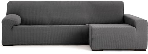 ECOMMERC3 | Copridivano Chaiselongue Braccio Lungo Destra Super Elastico Bielastico - Copridivano Chaiselong Colore Grigio Scuro con Schiume di Tenuta e Gomme di Valida Regolazione Destra o Sinistra