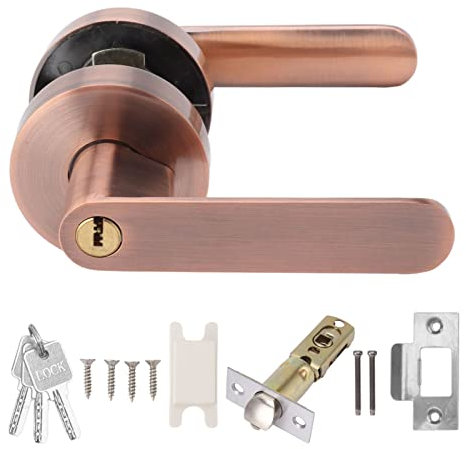 GRCFUMO Dörrhandtag, Infartsspak i aluminiumlegering, Låsspak för entrédörr, Dörrhandtag med nyckel för entrédörr, Spak för entrédörr för entréskåp