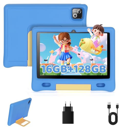 Whitedeer Tablettes Tactiles pour Enfants Tablette 10 Pouces Octa Core avec 16GB RAM 128GB ROM TF 1TB, Android 14, Wi-FI 6/BT 5.3, Widevine L1, 5000 mAh, Contrôle Parental Cadeau Educative Enfant