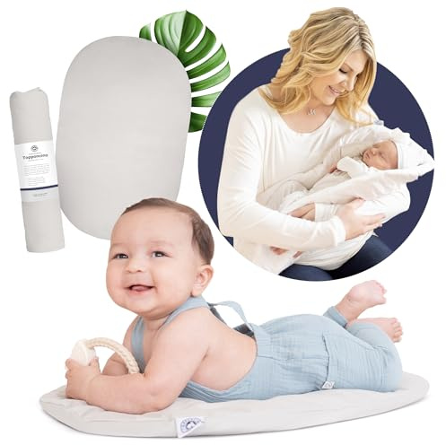 Montessori Organic Topponcino Baby Pillow (Grey)| Premium Newborn Lounger Made From 100% Natural Organic Cotton| Baby Support, Nursing Pillow & Tummy Time Mat| Montessori Essentials