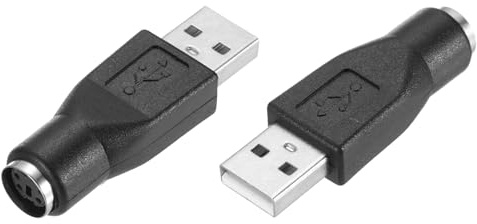 QUARKZMAN 2 Pcs Adaptador PS/2 A USB Puerto PS/2 A USB Adaptador Hembra Macho para Teclado Ratón Alámbrico PC De Escritorio Portátil Notebook Negro