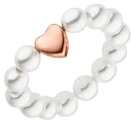 Purelei Lovely Ring – elastisk pärlring med hjärta – Ångetiet Fidget damring – mussla pärlor och rostfritt stål – storlekar S/M/L – 18K guldpläterad – handgjorda smycken, Large, Rostfritt stål, Ingen