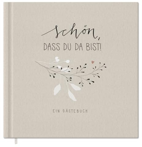 Eine der Guten Gästebuch für Hochzeit, Geburtstag, Ferienwohnung, Taufe, blanko Hochzeitsgästebuch Creme, 100 Seiten festes FSC Papier, klimaneutral, Premium Hardcover mit Fadenbindung, 21x21 cm