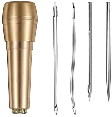 4/5Pcs Professionale Cuoio Strumento di Cucito Gancio Ago Cucito Punteruoli Ago con Maniglia per la Riparazione di Scarpe Set di