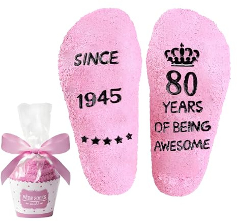 2PCS 80th Birthday Gifts for Women Set, Fluffy Socks Womens and Cakecup as Birthday Gifts for 80th, Funny Socks Women Suitable for 80 Year Old Birthdays Anniversary Gifting for Ladies and Men ​
