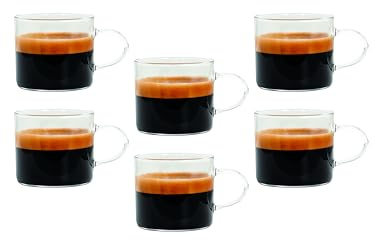 Tognana Lyra, set 6 tazze espresso 100 cc, vetro, trasparente