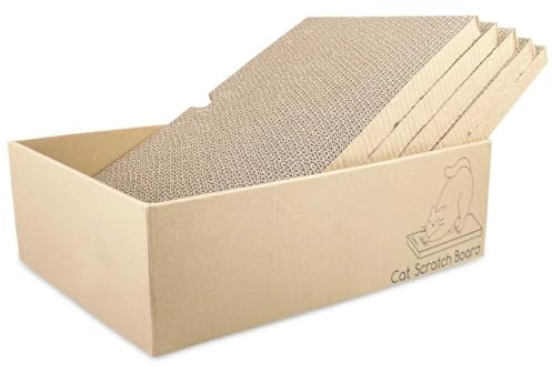 Aevorine 5 Pièces Griffoir pour Chat, Griffoir Chats Carton Ondulé, Grattoir Chat Carton 43 X 25.4 X 12.7cm, Griffoirs pour Chats Réversible Antidrapant, Planche à Gratter pour Jouer, Dormir