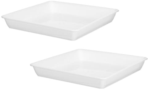 Cabilock 2 Piezas Bandeja de Goteo de Plástico para Macetas Cuadrada de Color Blanco, Base Gruesa y Resistente para Bonsáis y Plantas en Exteriores y Decoración del Hogar