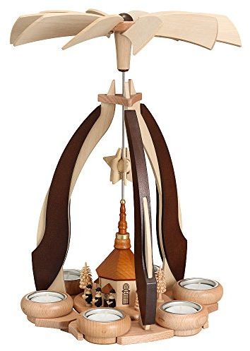 Rudolphs Schatzkiste Table pyramid Christmas pyramid pyramid 2farbig Seiffener church for 6 tealights 36 x 27 x 27 cm NEW