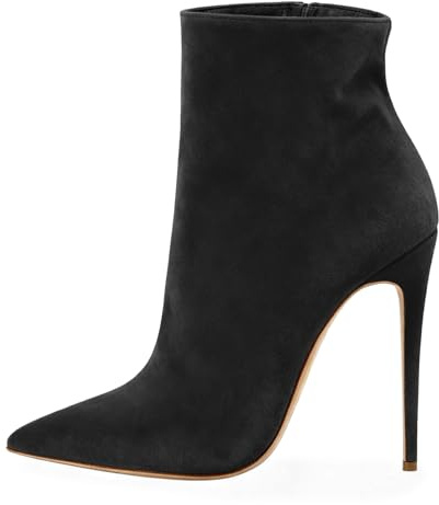 elashe Stivaletti Donna con Tacco|120mm Elegante Tacco Alto Blocco Suede Stivaletti | Classiche Stivaletti Donna Inverno Nero EU39