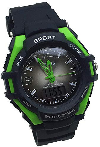 VISIONU Orologio Parlante Digitale e Analogico in Italiano con Sveglia e Relazione oraria Per bambini e non Vedenti EU861ZTI-GRN