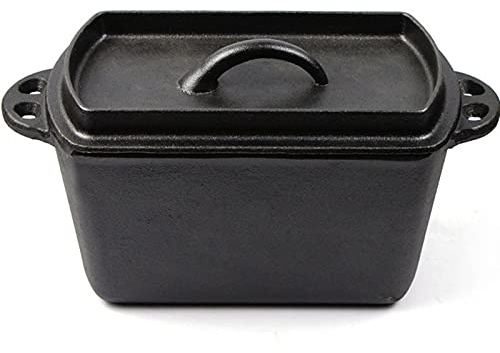 KELUNIS Cast Iron Pot Square Dutch Oven with Lid 8.6×4.9Inch Surface Vegetable Oil Pre-Seasoned for Cooking, Baked Bread - Cake Mold