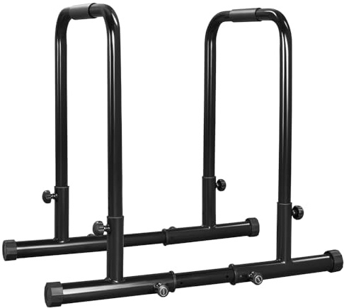 Yaheetech Dip Barre Parallele Fitness Dip Bar Stand Station Regolabile per Calisthenics/Stretching/Addominali in Acciaio Nero