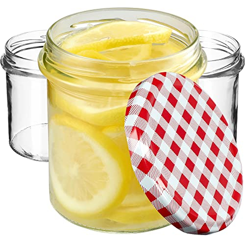 KADAX 10 vasetti per conserve da 350 ml con coperchio a vite fi82 mm, per funghi, confetture, miele, marmellate con coperchio, barattoli ermetici da regalare