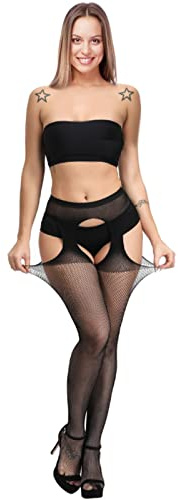 WLLHYF 1 Pair Fishnet Stockings Women's Black Fishnet Lace Stockings Halloween Weihnachten Thigh-High Stockings Tights Suspender Pantyhose for Women Girls Lady(Style 1)