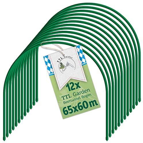 TTL Garden 12x 65x60cm Tunnelbögen - 12er Set Folientunnel Bögen 65cm breit aus beschichtetem Stahl, Rund Bogen für Abdeckung Frühbeet Hochbeet Gemüsebeet, stabil langlebig & rostfrei