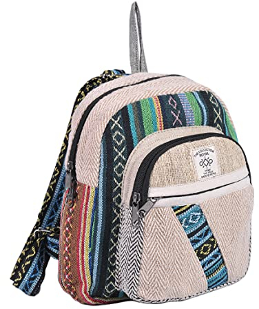 THE COLLECTION ROYAL Himalaya Hanf Boho Bohemian Hippie Tasche Geldbörse Umweltfreundlich Mini Daypack Rucksack, Mehrfarbig, Mini, Daypack Rucksäcke