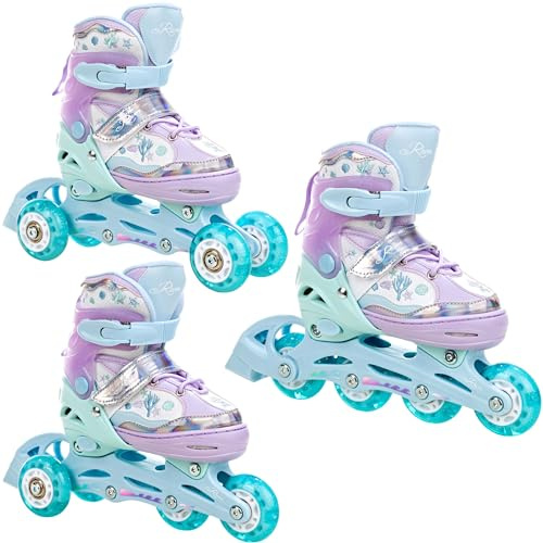 RAVEN - Inline skridskor för barn och vuxna - Triskates, Justerbara rullskridskor 3-i-1 för barn och vuxna - Isla Violet, 27-30 (16,5-18,5 cm)