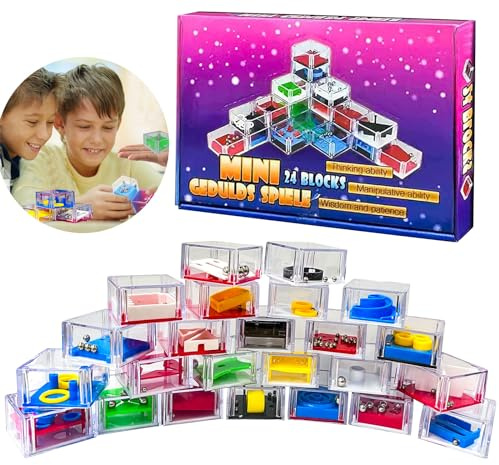 KIKVTER Tålamodsspel för Barn, 24 Stycken Minigåldsspel, Ungdomsspel, Skicklighetsspel, Pusselspel för Adventskalender, Present, Gästpresenter