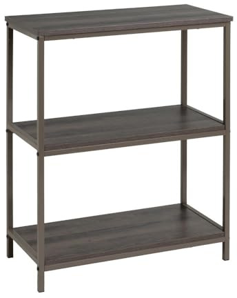 LOLAhome Estantería Cubo de Metal Gris con 3 estantes de Madera de 60x30x76 cm
