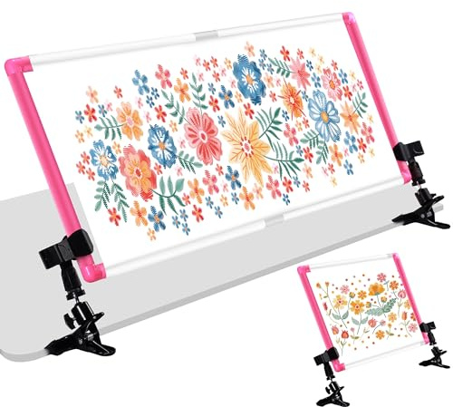 XEmbro Large Embroidery Scroll Frame, Adjustable Cross Stitch Scroll Frame, Plastic Clip Frame for Embroidery, Punch Needle Frame Scroll Frames for Cross Stitching, Needlework(34.6 x 14.2 Inches)