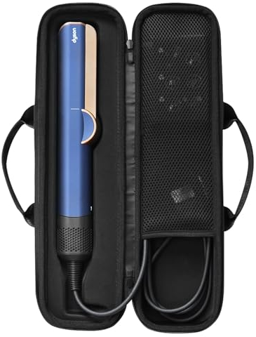 BAQRAXIA Hard Case for Dyson Airstrait HT01 & Power Supply, Dyson Airstrait Storage Case with Customized Space, Shockproof Waterproof Travel Bag with Mesh Pocket for Straightener Accessories