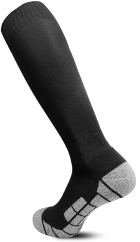 Hyles 1/3 Pairs Kids Football Knee High Sport Socks for Boys Girls Men Breathable Soccer Socks Children Adult Running Training Daily Wear Black*1 M