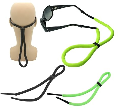 Cordones Para Gafas Flotantes. Sujeta Gafas para Deportes Náuticos. Cinta Gafas Deporte. Look para Playa, Piscina. Resistentes y Durareros. 2 Uds. Negro y Verde. ALBURANⓇ