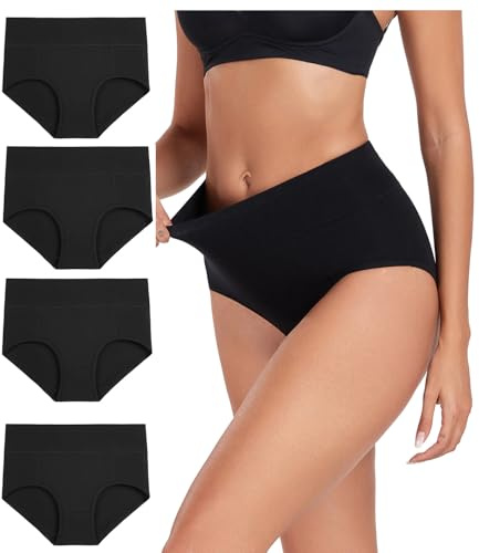 wirarpa Slip Elasticizzato Mutande Donna Cotone Vita Alta Intimo Mutantina Traspirante Pacco da 4 Nero Scuro Taglia 4XL