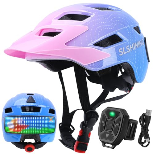 Kids Bike Helmet for Boys Girls: Helmet for Toddler & Kid 3-14 with 64-Pattern LED Light Kids Helmets Multi-Sport Protection